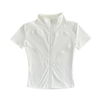 Camisetas De Yoga Femininas De Secagem Rápida E Modeladoras, Alta Qualidade, Gola Alta, Zíper