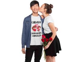 Camisetas Dia Dos Namorados Casal Noivos Crush Cuidado Namorada Ciumenta Branca