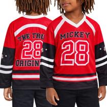 Camisetas Esportivas Infantis Disney Mickey Mouse Tamanho 5-6 Preto e Vermelho