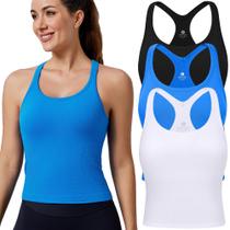 Camisetas Evercute Ribbed Workout com sutiã embutido para mulheres