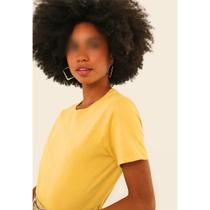 Camisetas Feminina Babylook Básica Amarelo Canário Lisa Sem Estampa - No Sense