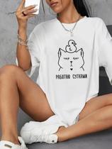 Camisetas Femininas com Roteiro Russo - 100% Algodão, Manga Curta, Casual e Soltinha