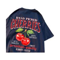 Camisetas Femininas de Algodão com Estampa de Cerejas - Gola Redonda