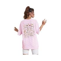 Camisetas Femininas de Algodão com Estampa Floral - Manga Curta, Soltinha e Confortável