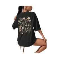 Camisetas Femininas De Algodão Macio Com Estampa Floral, Casuais, Respiráveis E Soltas De Manga