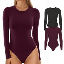Camisetas femininas de manga comprida com gola redonda Bodysuit MANGOPOP Camisetas femininas de manga comprida com gola redonda Bodysuit MANGOPOP