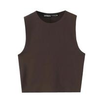 Camisetas Femininas De Verão Sem Mangas, Tops Cropped Com Decote Redondo, Camisetas Básicas Slim
