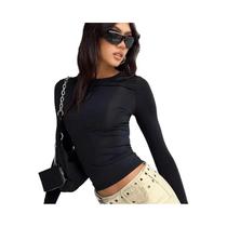 Camisetas Femininas Slim Fit De Manga Longa Casuais Para Primavera E Outono, Pullover Sólido, Moda