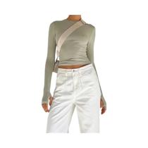 Camisetas Femininas Slim Fit De Manga Longa Y2K, Pullover Casual, Camisetas Básicas Com Abertura