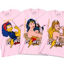 Camisetas Girl Power - Marge, She-ha e Mulher Maravilha