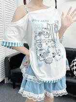 Camisetas Góticas Harajuku Para Mulheres Y2K Com Estampa De Cartoon Kawaii E Listras, Roupas