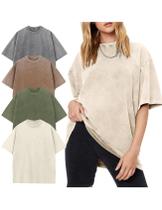 Camisetas grandes Yimoon Acid Wash Boyfriend Cotton Femininas