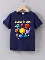 Camisetas Infantis De Verão Com Estampa De Planetas Do Sistema Solar, Gola Redonda Casual, Manga Camisetas Infantis De Verão Com Estampa De Planetas Do Sistema Solar, Gola Redonda Casual, Manga
