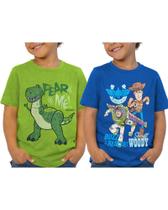 Camisetas Infantis Disney Toy Story 2-Pack Buzz, Woody e Rex Camisetas Infantis Disney Toy Story 2-Pack Buzz, Woody e Rex