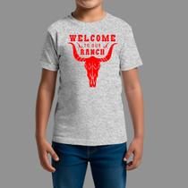 Camisetas infanto juvenil Básica Casual Moda Country Manga Curta Gola Redonda Welcome