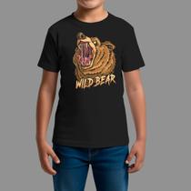 Camisetas Infatil 100% Algodão Moda De Rua Confortável Manga Curta Wild Bear