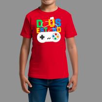 Camisetas Infatil Básica Casual Moda Religiosa Manga Curta Gola Redonda Deus no controle