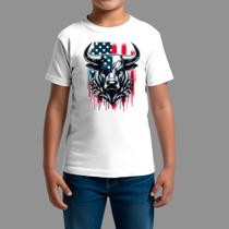 Camisetas Infatil Básica Masculina Casual Confortável Gola Redonda Boi America