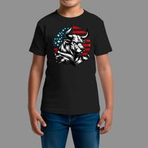 Camisetas Infatil Básica Masculina Casual Confortável Manga Curta Touro Ame
