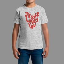 Camisetas Infatil Básica Masculina Casual Gola Redonda Jesus Love You