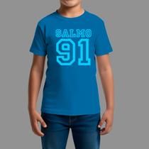 Camisetas Infatil Básica Moda Cristã Gola Redonda Salmo 91