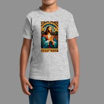 Camisetas Infatil Básica Moda De Religiosa Confortável Gola Redonda Quadro Jesus