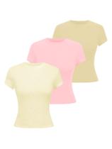 Camisetas justas COZYEASE Girl Summer, manga curta, pacote com 3 unidades, 12 anos Camisetas justas COZYEASE Girl Summer, manga curta, pacote com 3 unidades, 12 anos