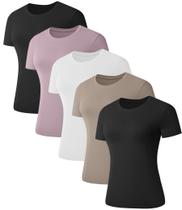 Camisetas Kinglaman Femininas Slim Fit Gola Careca 5 Unidades Camisetas Kinglaman Femininas Slim Fit Gola Careca 5 Unidades
