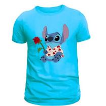 Camisetas Masculina Feminina Personalizadas Personagens Lilo e Stitch flor100% Algodão