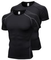 Camisetas masculinas de compressão, pacote com 1/2, blusas de treino de manga curta, camisetas atléticas de camada básica, equipamentos esportivos para academia