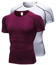 Camisetas masculinas de compressão, pacote com 1/2, blusas de treino de manga curta, camisetas atléticas de camada básica, equipamentos esportivos para academia