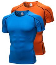 Camisetas masculinas de compressão, pacote com 1/2, blusas de treino de manga curta, camisetas atléticas de camada básica, equipamentos esportivos para academia