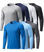 Camisetas masculinas de manga longa com proteção UV ZITY, kit com 7