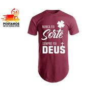 Camisetas Masculinas Longline Swag Oversize Camisas Estampada Básica Algodão Blusas Cruz Gospel Evangélica Cristão Presente