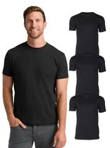 Camisetas Masculinas True Classic Kit com 3 Pretas, Algodão e Poliéster, Tamanho G