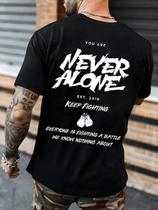 Camisetas Masculinas Verão Moda Academia Algodão Never Alone Camisetas Masculinas Verão Moda Academia Algodão Never Alone