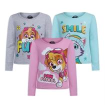 Camisetas Paw Patrol, Nickelodeon Everest e Skye Girls, pacote com 3