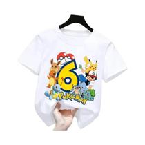 Camisetas Pikachu Para Crianças 2026, Números De Aniversário De Pokémon 1-9 Impressos, Camisetas De