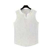 Camisetas Regatas Masculinas Slim-fit Com Decote Em V Em Cores Sólidas Estilo Americano Casual Sem