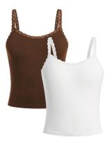 Camisetas regatas RoseSeek, de renda canelada, sem mangas, 14Y