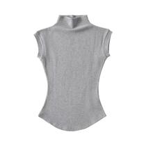 Camisetas Sem Mangas De Gola Alta Slim Fit Para Mulheres, Moda Casual Sexy De Verão