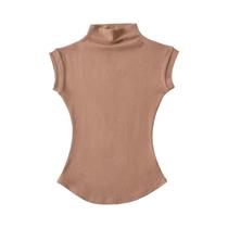 Camisetas Sem Mangas De Gola Alta Slim Fit Para Mulheres, Moda Casual Sexy De Verão