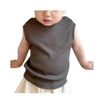 Camisetas Sem Mangas Para Bebês Meninos De 1 a 6 Anos, Estilo Coreano, Algodão Macio, Tops Casuais Camisetas Sem Mangas Para Bebês Meninos De 1 a 6 Anos, Estilo Coreano, Algodão Macio, Tops Casuais