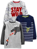Camisetas Simple Joys by Carter's Boys, pacote com 3, manga comprida, 3T