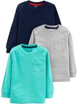Camisetas Simple Joys by Carter's Boys' Toddler, manga comprida, pacote com 3 unidades