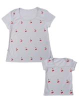 Camisetas Tal Mãe Tal Filha Cerejinhas Adulto e Infantil Kit 2 Peças - Calupa
