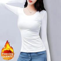 Camisetas Térmicas Femininas de Lã - Manga Comprida, Gola Redonda, Caimento Justo