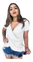 Camisetas Trançada Transpassada Moda Feminina Cruzada Na Frente Manga Curta Elegante 2502 Camisetas Trançada Transpassada Moda Feminina Cruzada Na Frente Manga Curta Elegante 2502