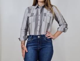 Camisete Cinza Feminino 100% ALGODÃO Blufera Jeans 20304-1