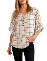 Camisete Feminina Plus Size /Camisa Blusa Social Estampada Xadrez 2543pai